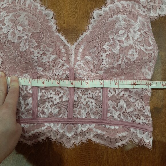 boho lace cap sleeve corset sheer back long line bralette top - Picture 12 of 12